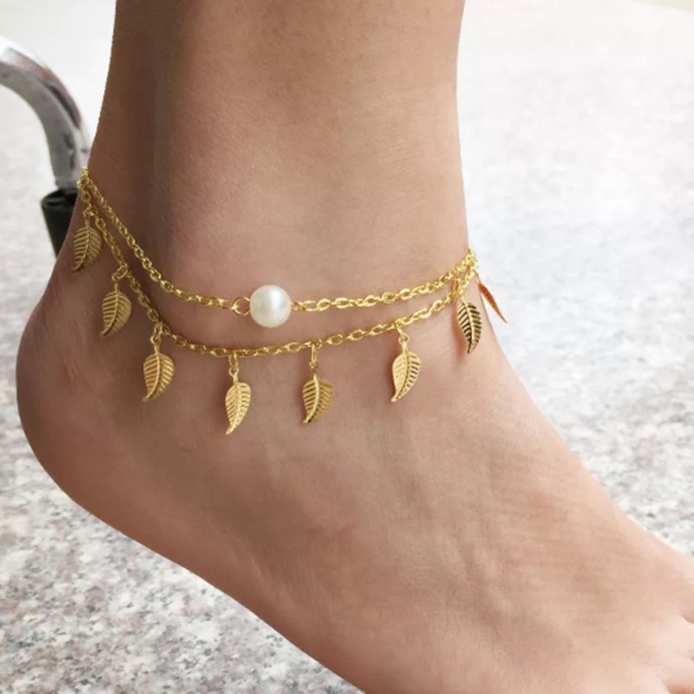 🌻4/$25🌻Layer Leaf Anklet - Picture 5 of 5